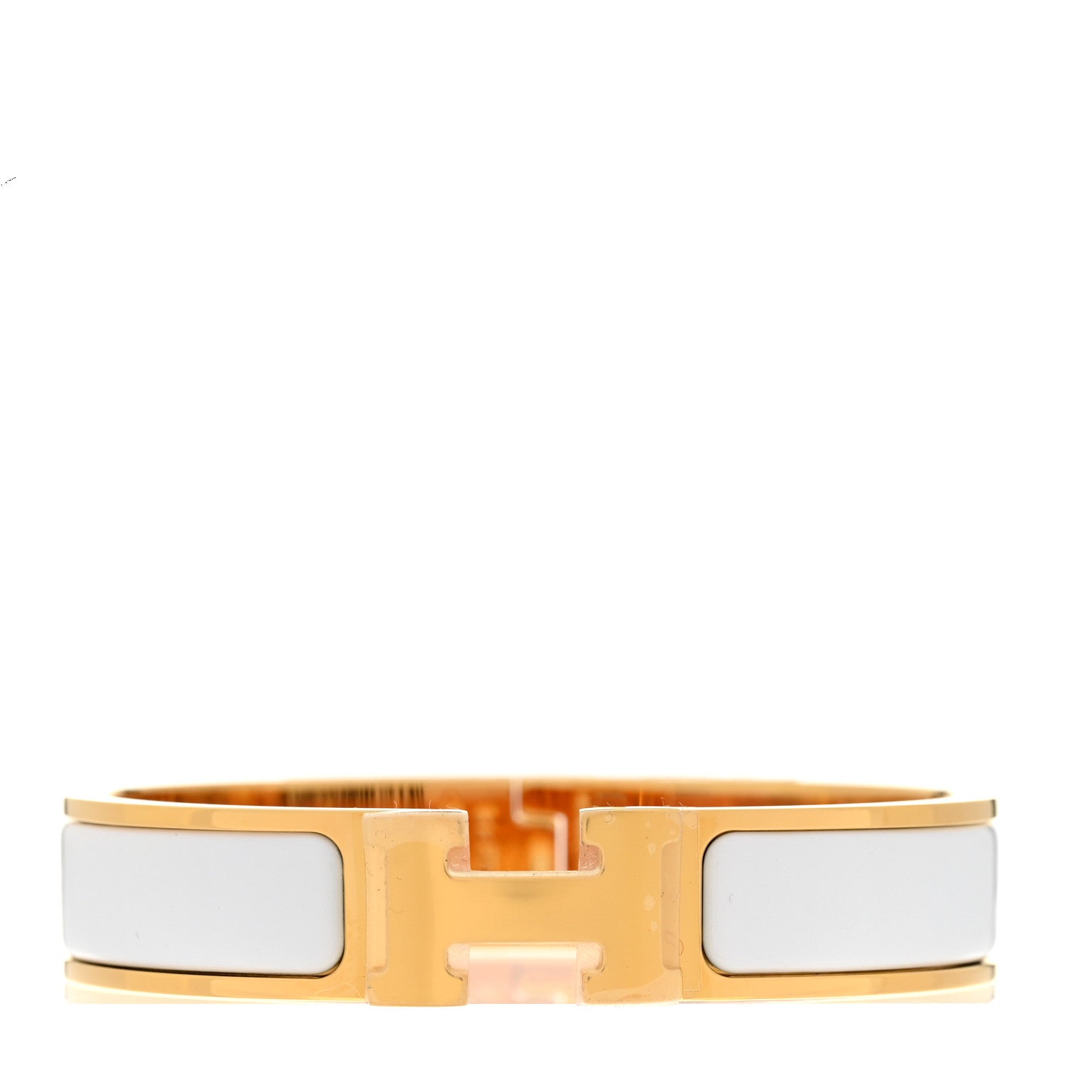 Hermes Enamel Narrow Clic Clac H Bracelet PM White 1 of 5