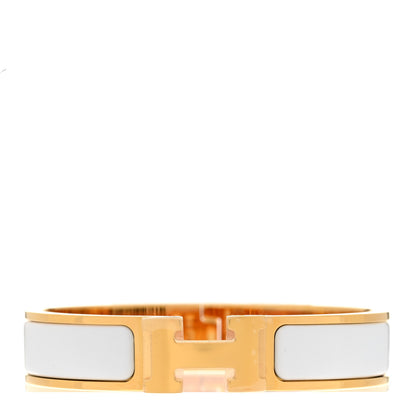 Hermes Enamel Narrow Clic Clac H Bracelet PM White 1 of 5