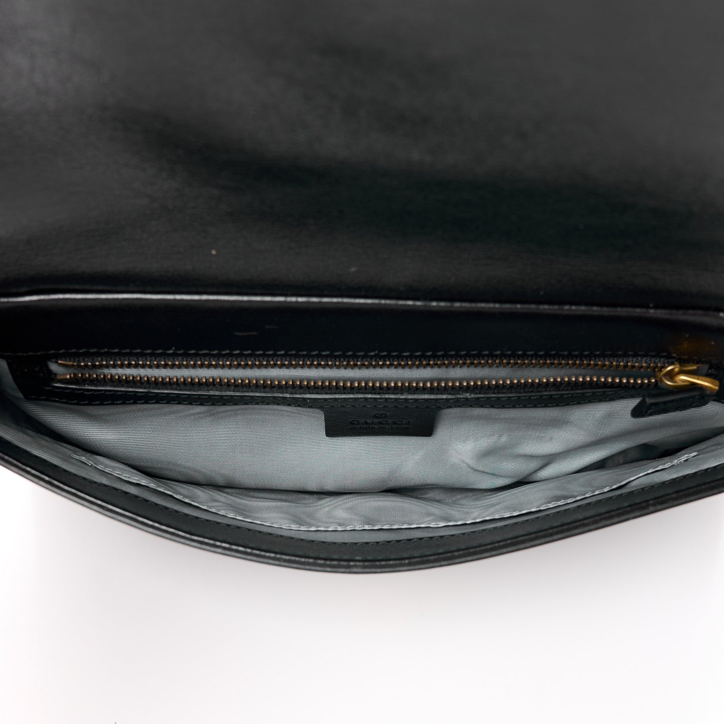 Calfskin Diagonal GG Medium Thiara Double Envelope Shoulder Bag Emerald Green Black