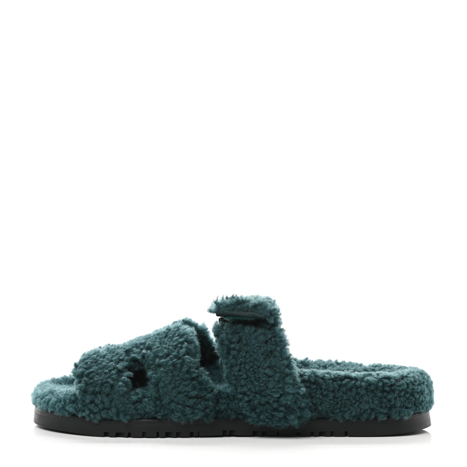 Hermes Woolskin Womens Chypre Sandals 37 Vert Anglais 1 of 8