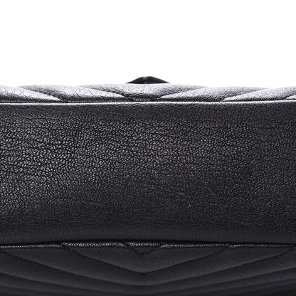 Saint Laurent Sheepskin Matelasse Chevron Monogram Medium College Bag Black 9 of 14