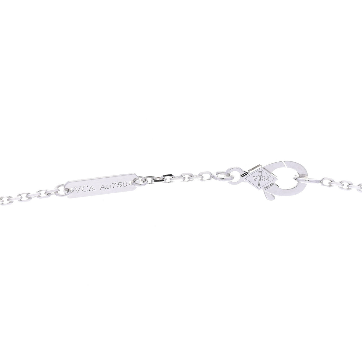 Van Cleef & Arpels 18k White Gold Chalcedony Vintage Alhambra Pendant Necklace 4 of 6