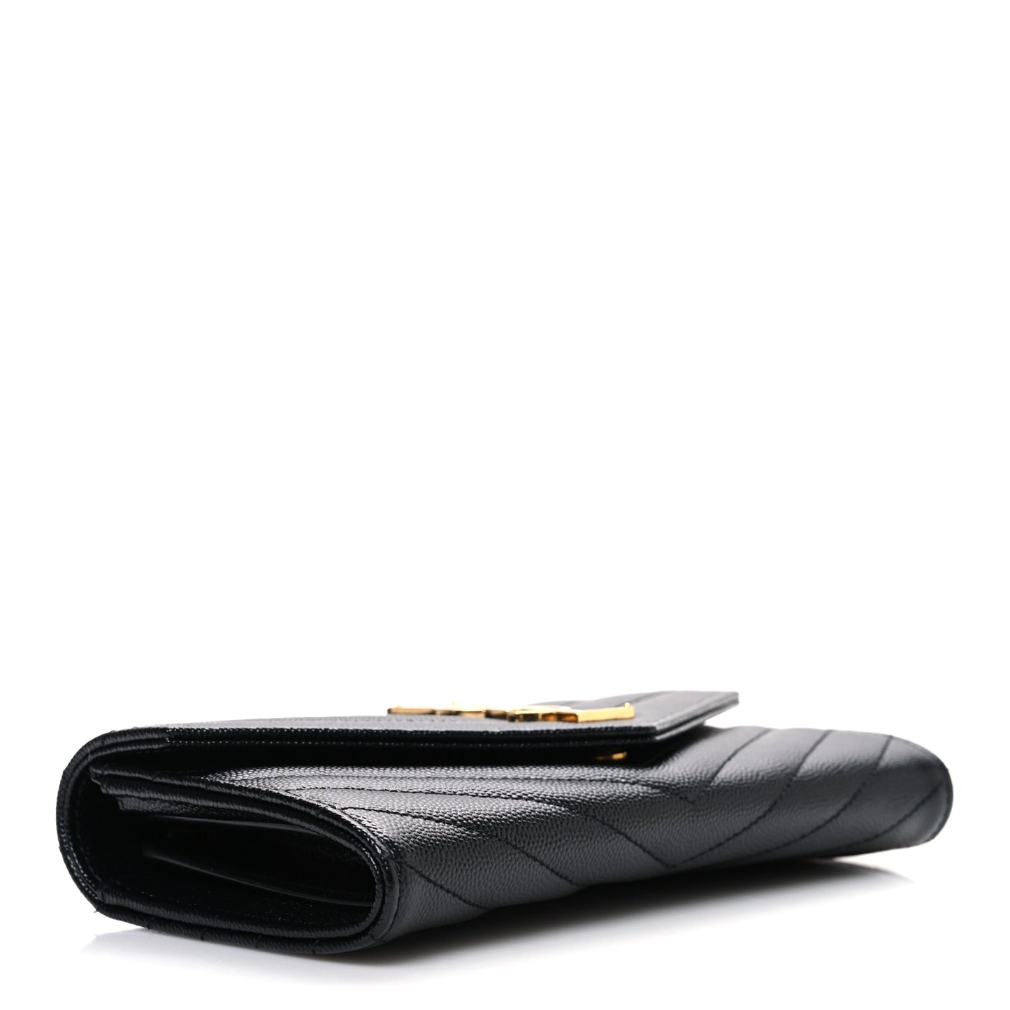 Grain De Poudre Matelasse Chevron Monogram Flap Wallet Black
