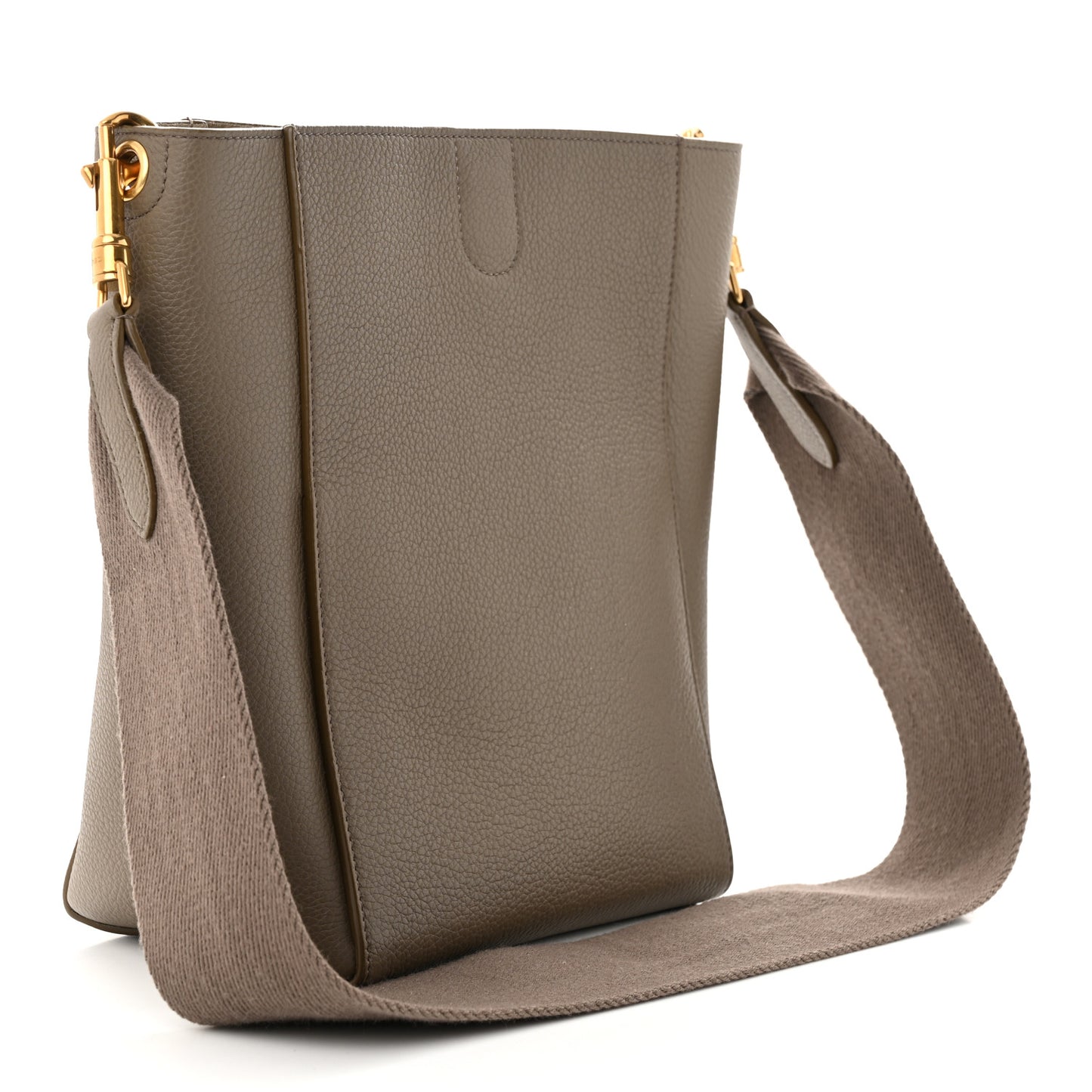 Soft Grained Calfskin Small Sangle Bucket Bag Taupe