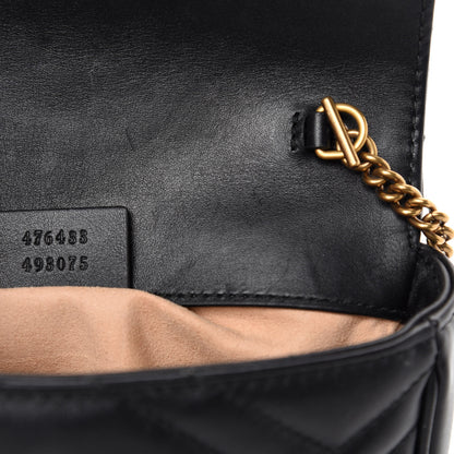 Gucci Calfskin Matelasse Super Mini GG Marmont Shoulder Bag Black 12 of 13