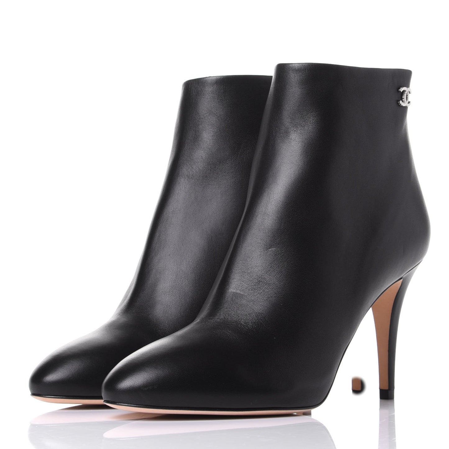 Lambskin Short Ankle Boots 39 Black