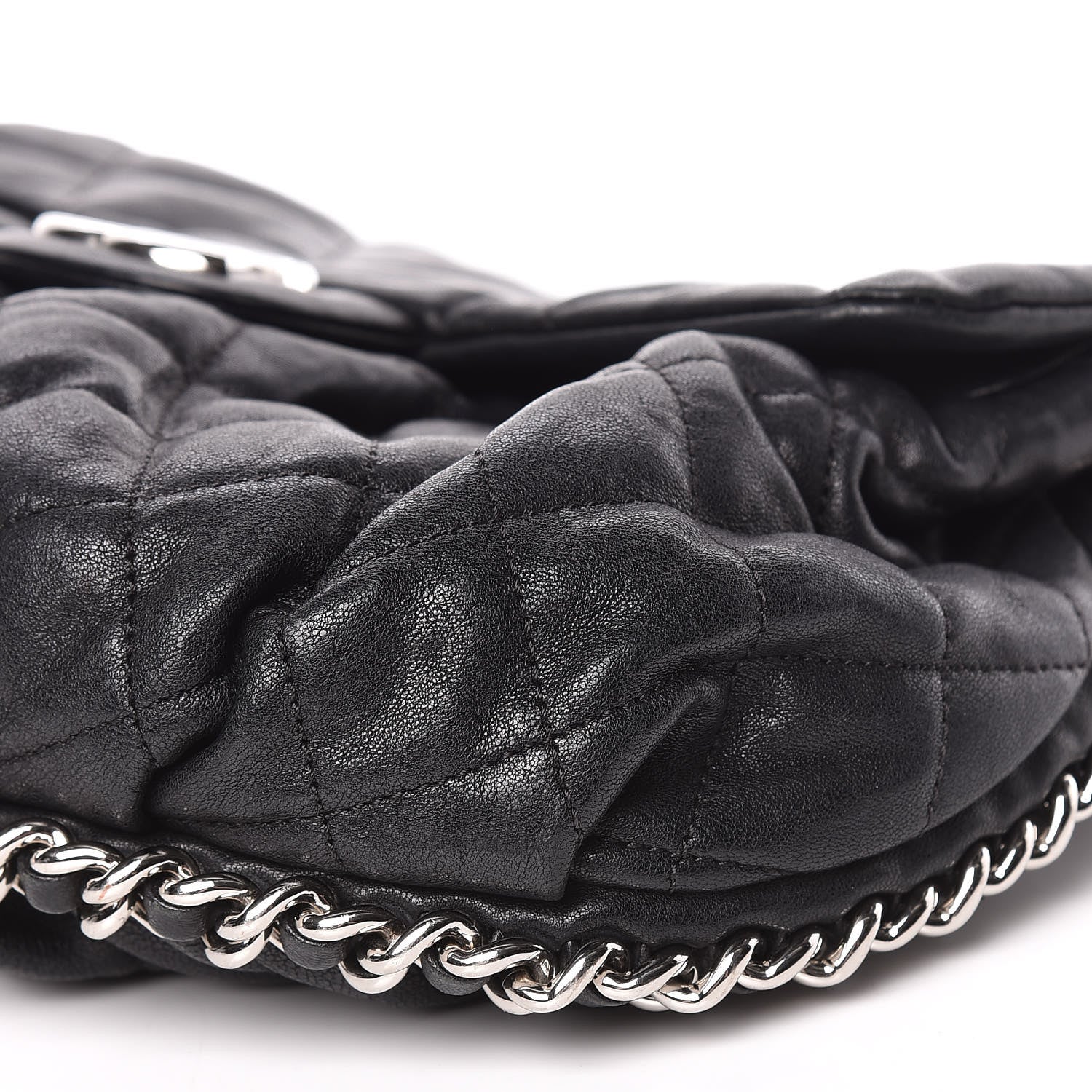 Chanel Washed Lambskin Quilted Medium Chain Around Messenger Black 7 of 14