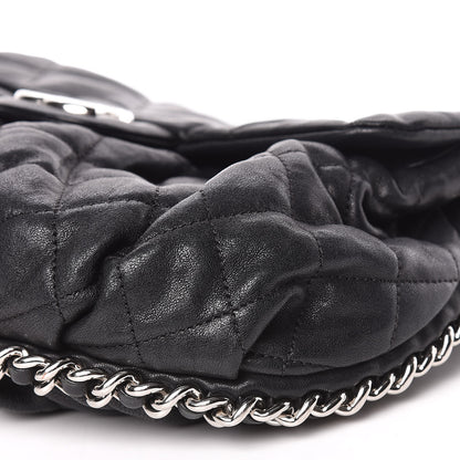 Chanel Washed Lambskin Quilted Medium Chain Around Messenger Black 7 of 14