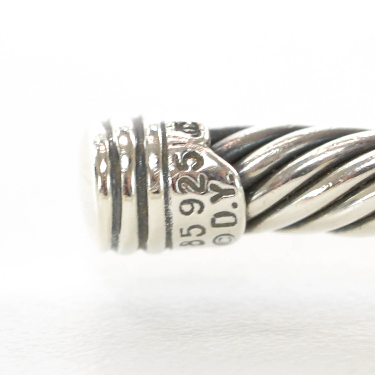 David Yurman Sterling Silver 14K Yellow Gold 5mm Cable Classics Two Station Bracelet 6 of 7
