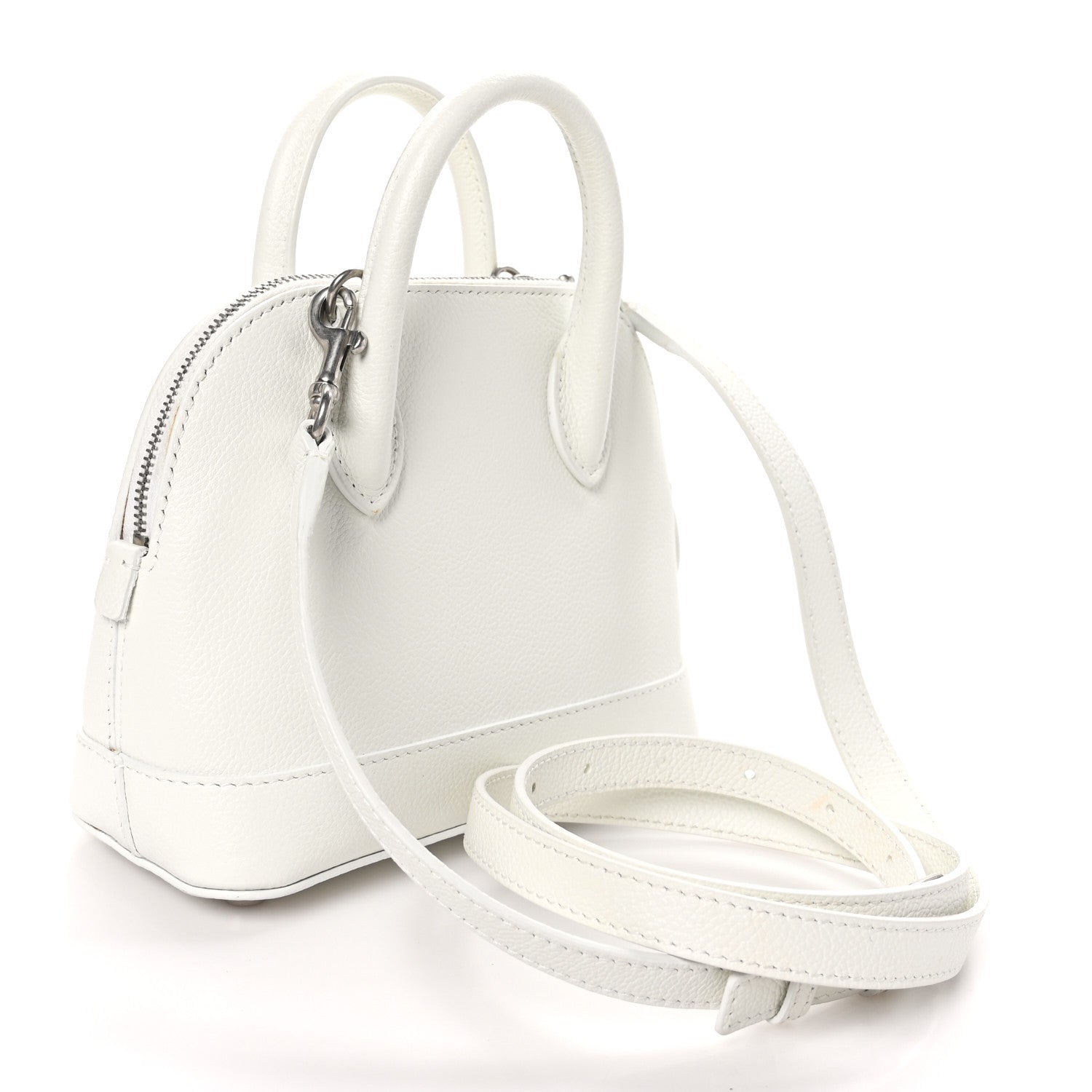 Balenciaga Grained Calfskin Logo XXS Ville Top Handle Bag White Fluo Pink 3 of 11