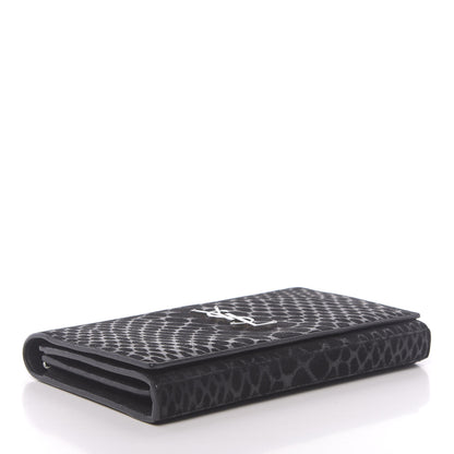 Saint Laurent Suede Python Embossed Monogram Chain Wallet Black 4 of 15