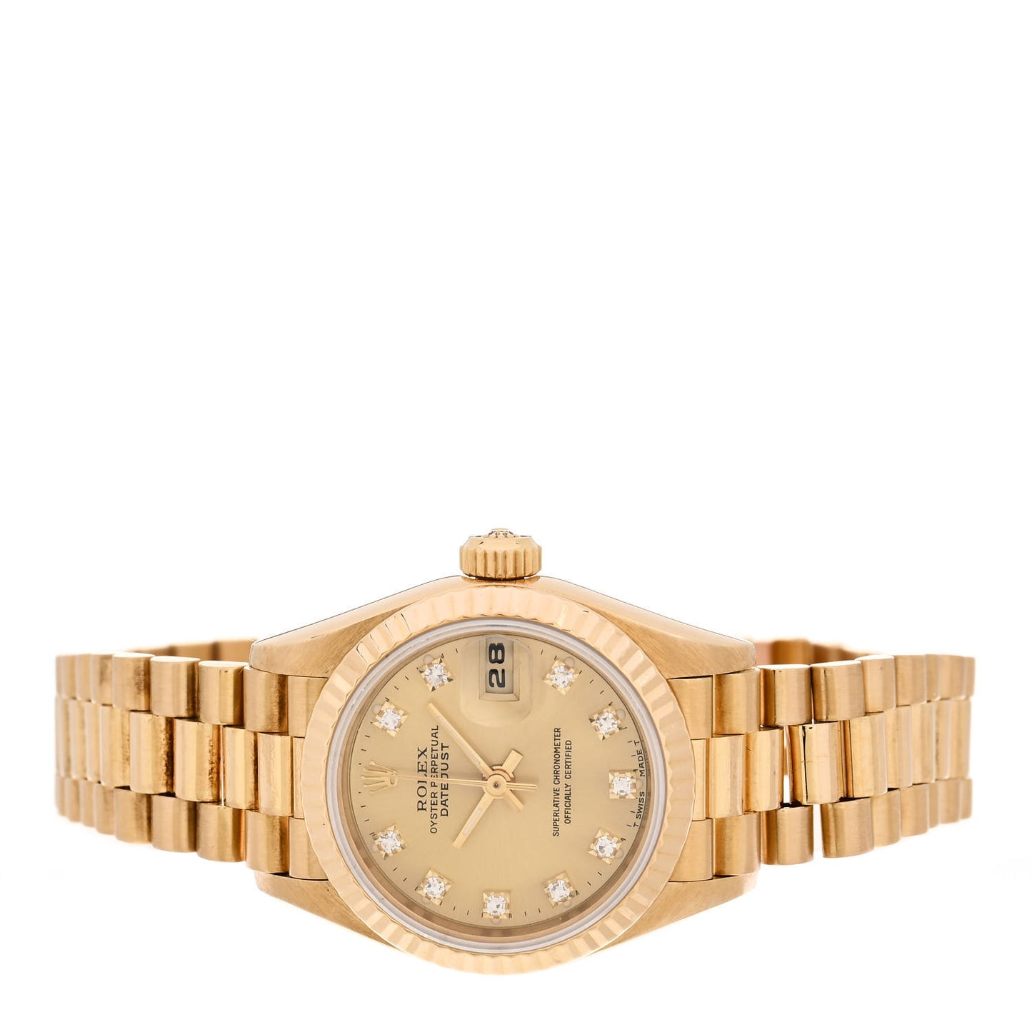 18K Yellow Gold Diamond 26mm Datejust President Watch Champagne 69178