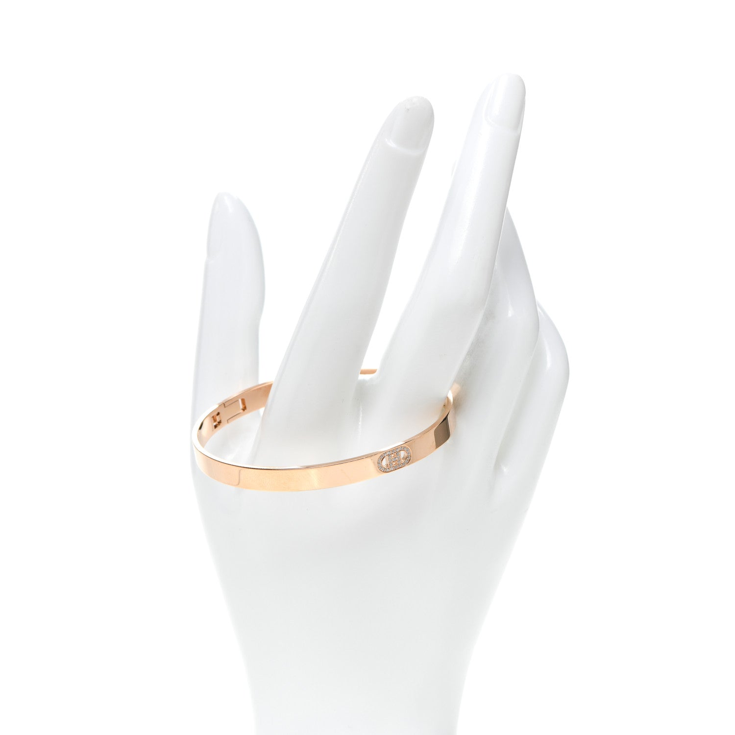 Hermes 18K Rose Gold Diamond PM H D'Ancre Bracelet SH 2 of 5
