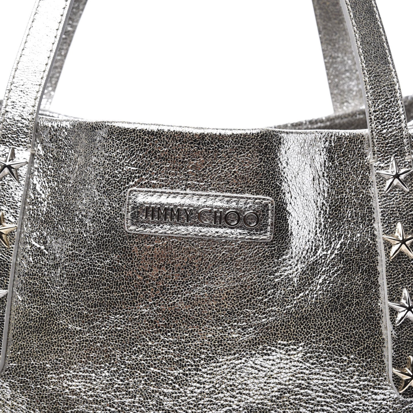 JIMMY CHOO Metallic Calfskin Sofia Shoulder Bag Silver