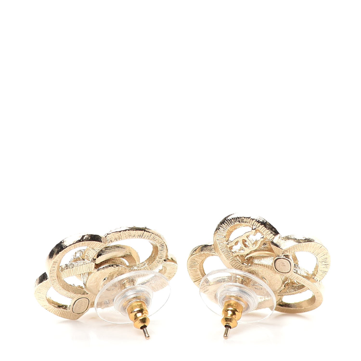 Chanel Crystal Pearl Camellia Earrings Gold 3 of 5
