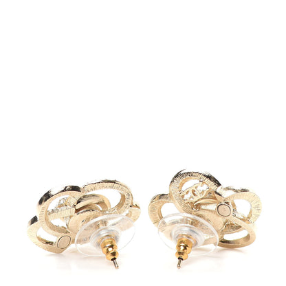 Chanel Crystal Pearl Camellia Earrings Gold 3 of 5