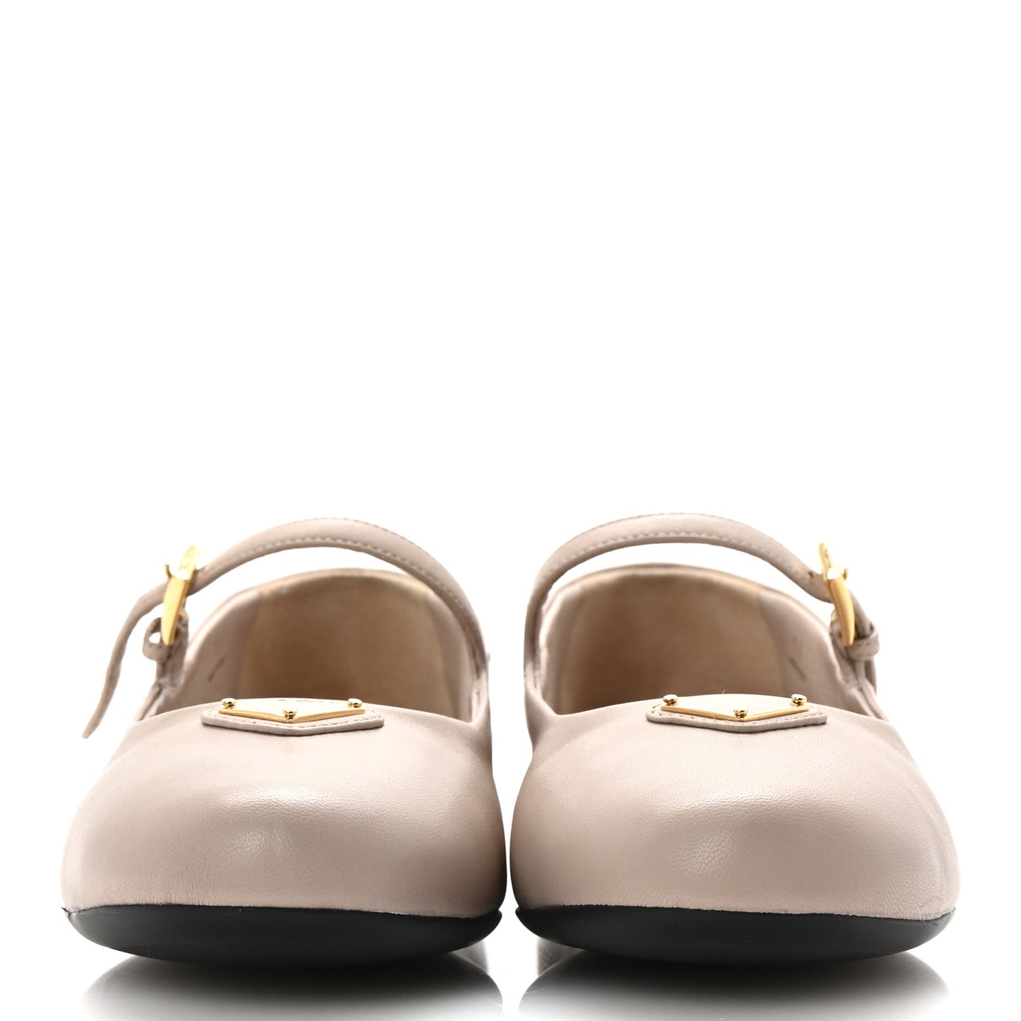 Nappa Triangle Logo Ballerina Flats 37 Powder Pink