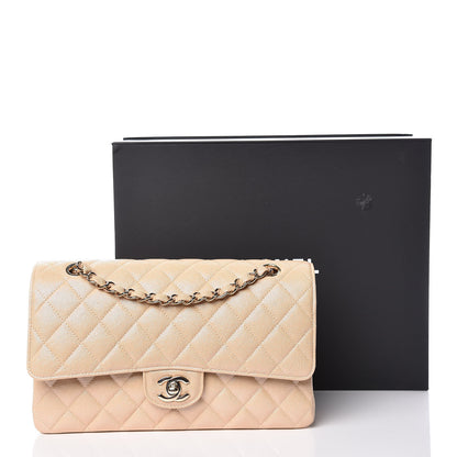Chanel Iridescent Caviar Quilted Medium Double Flap Beige 11 of 11