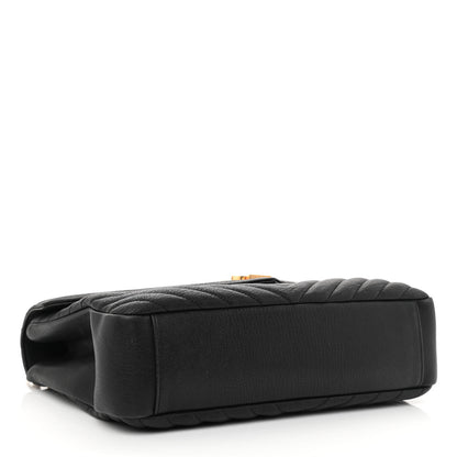 Saint Laurent Sheepskin Matelasse Chevron Monogram Large College Satchel Black 4 of 11