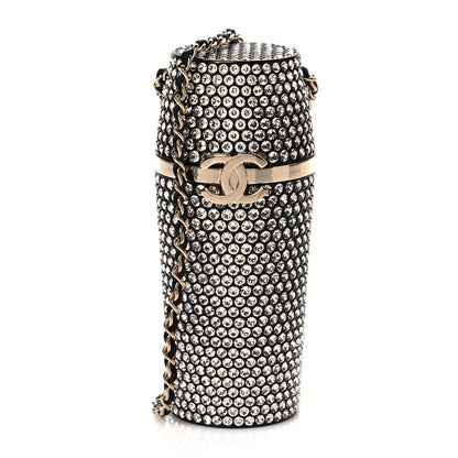 Chanel Metal Resin Lambskin Crystal Lipstick Case Long Necklace On Chain Silver Black Gold 1 of 9