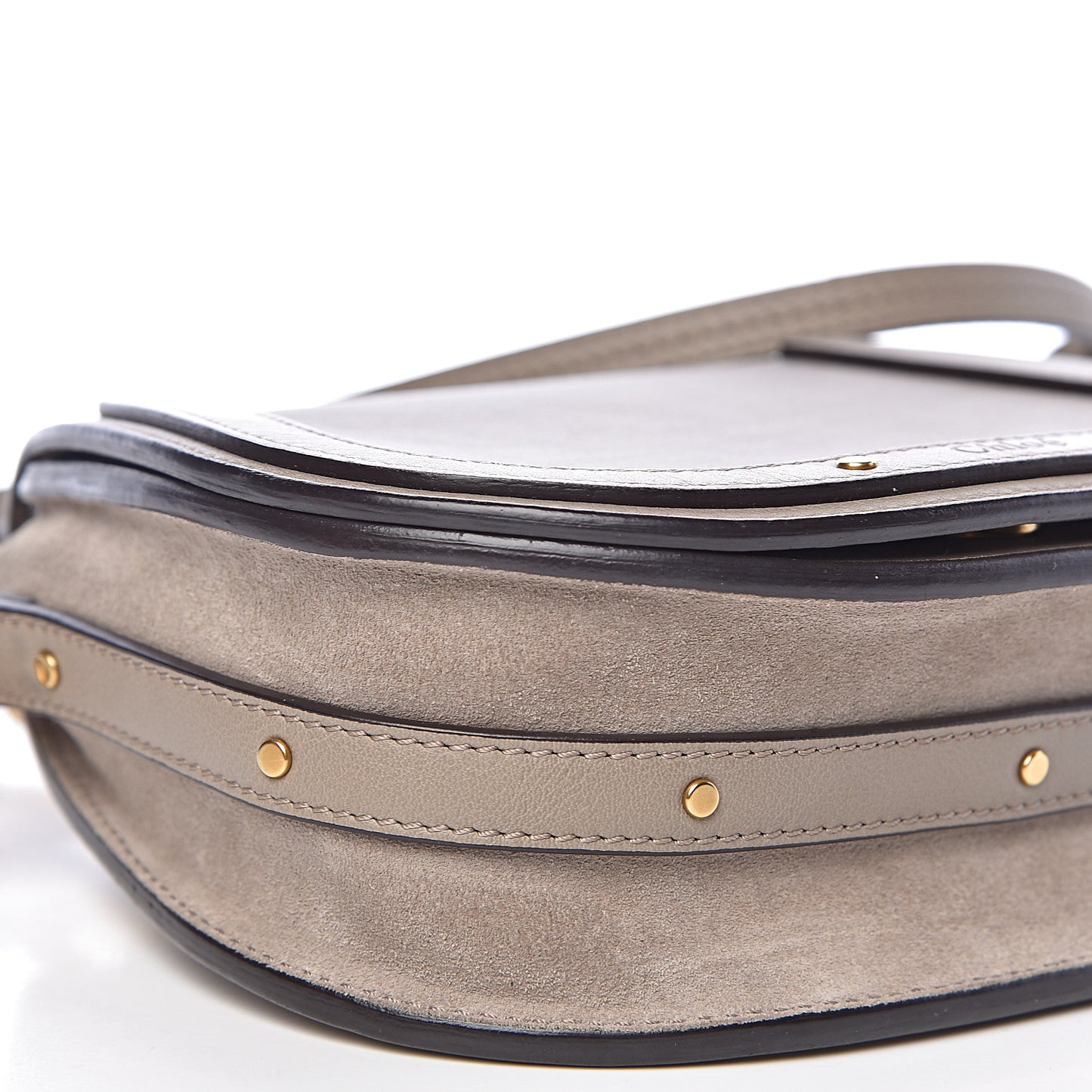 Calfskin Suede Small Nile Bracelet Bag Motty Grey