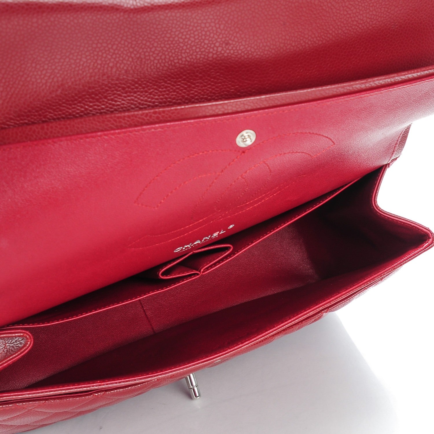 Chanel Caviar Quilted Jumbo Double Flap Dark Red 5 of 9