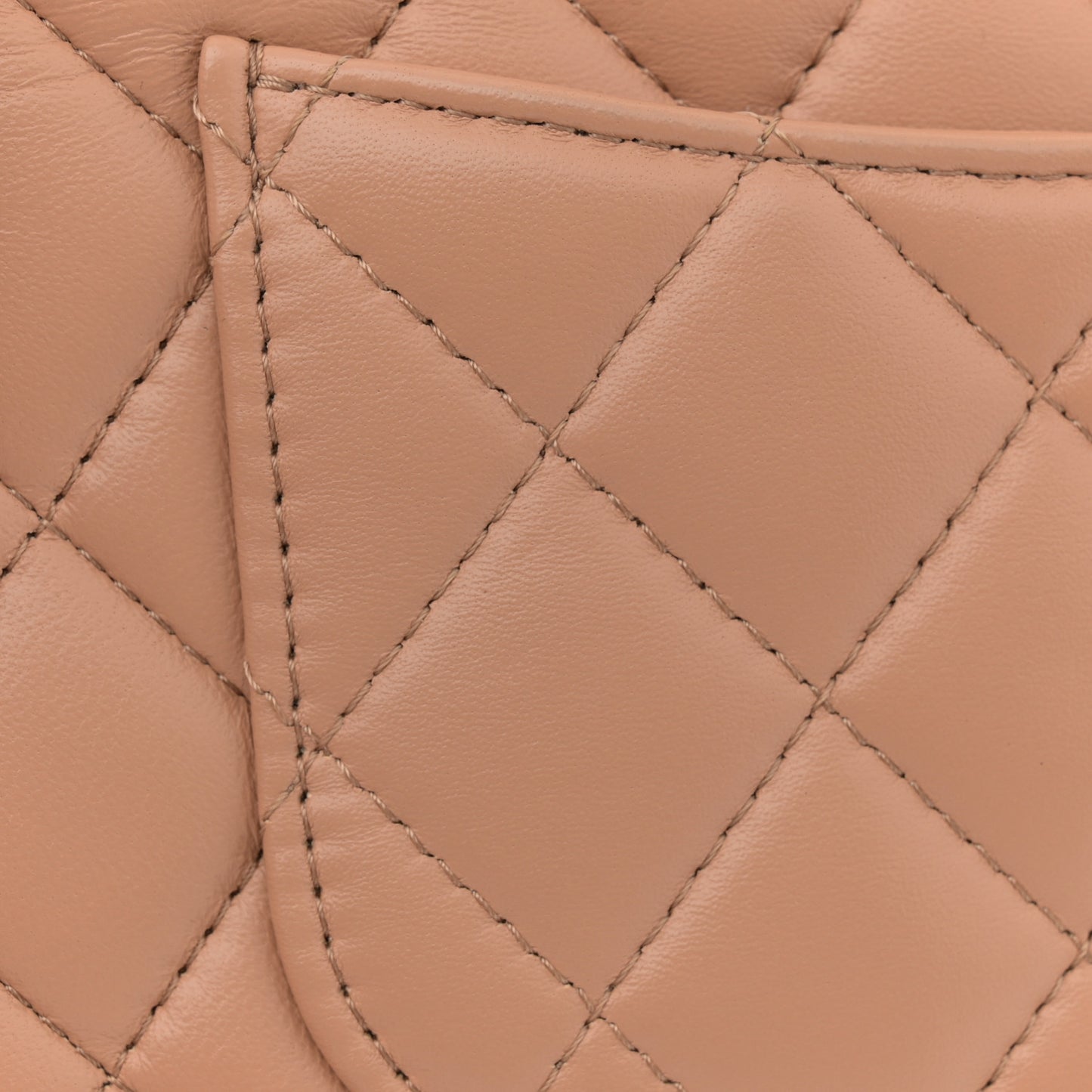 Lambskin Quilted Mini Top Handle Rectangular Flap Beige
