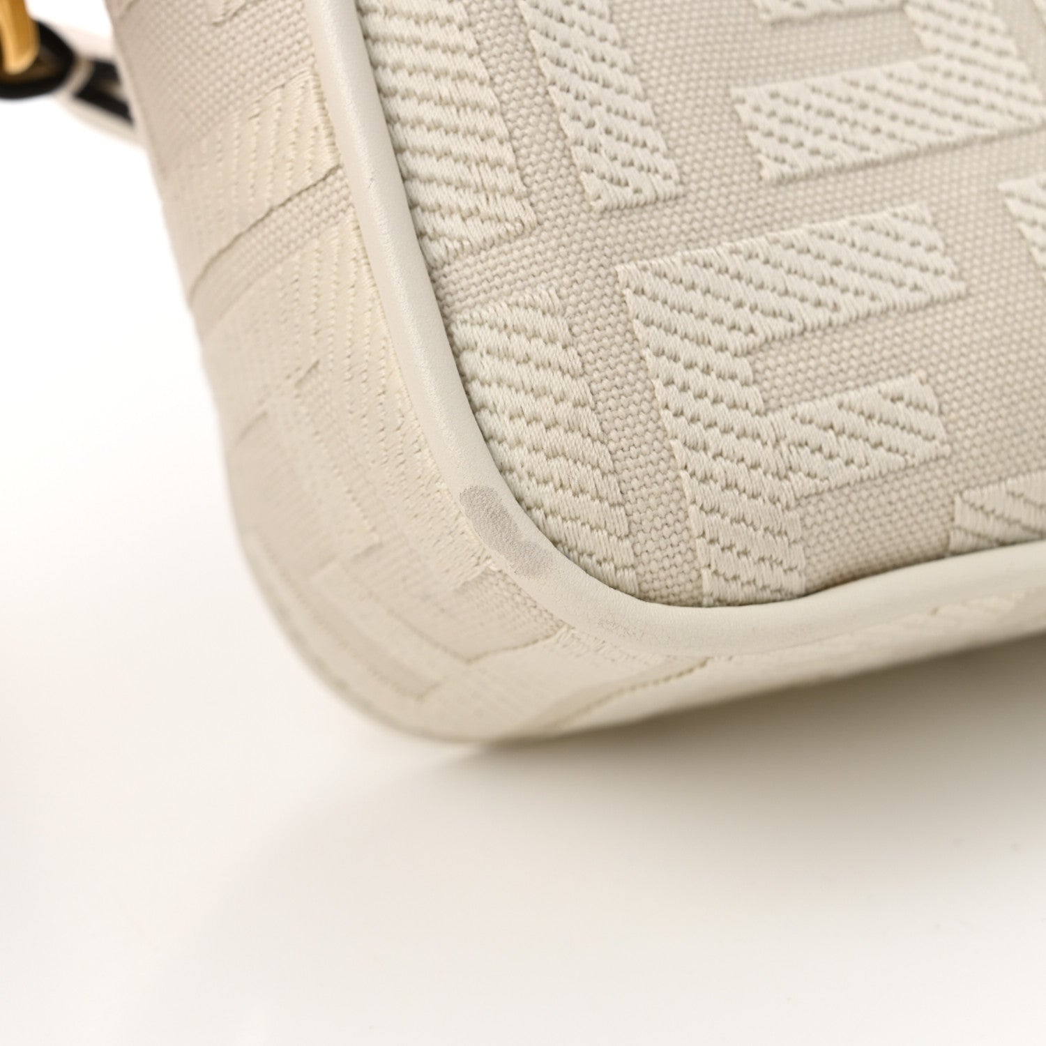 Fendi Canvas Vitello King Extra Strap FF Embroidered Baguette White Ice 12 of 12