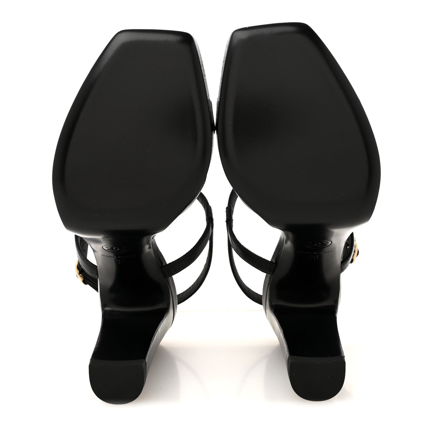 Lambskin Logo Platform Sandals 36 Black