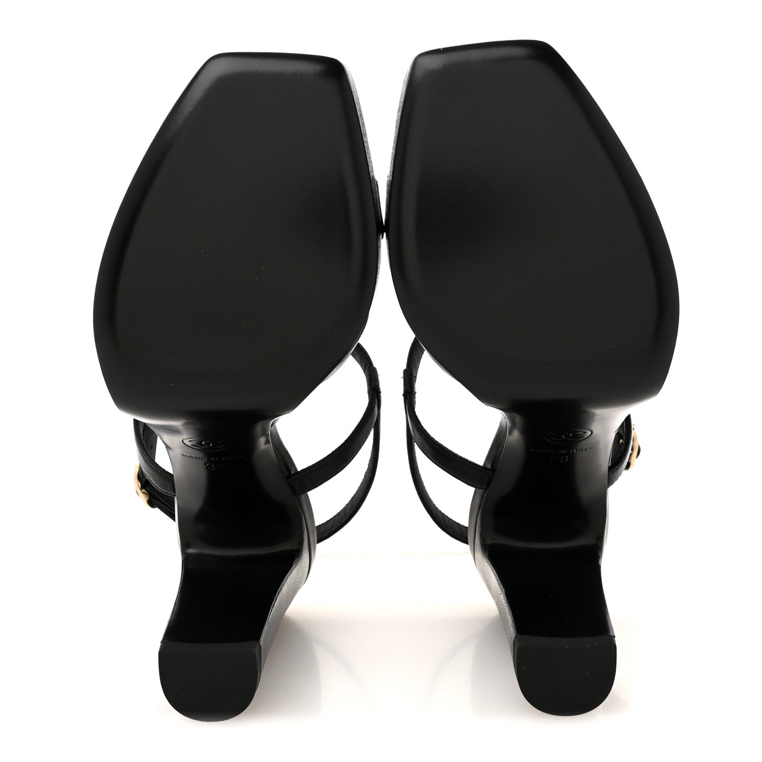 Chanel Lambskin Logo Platform Sandals 36 Black 6 of 10