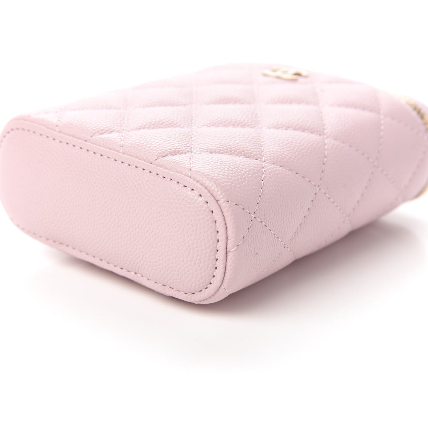 Caviar Quilted Small Vertical Coco Beauty Vanity Case With Chain Light Pink