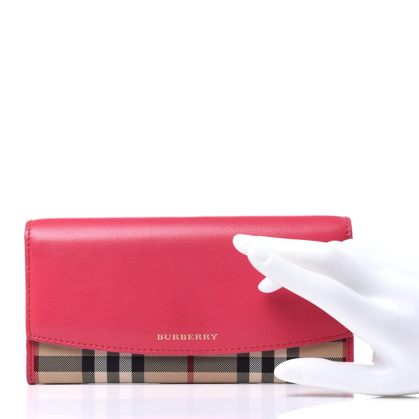 Calfskin Horseferry Check Porter Continental Wallet Crimson Pink