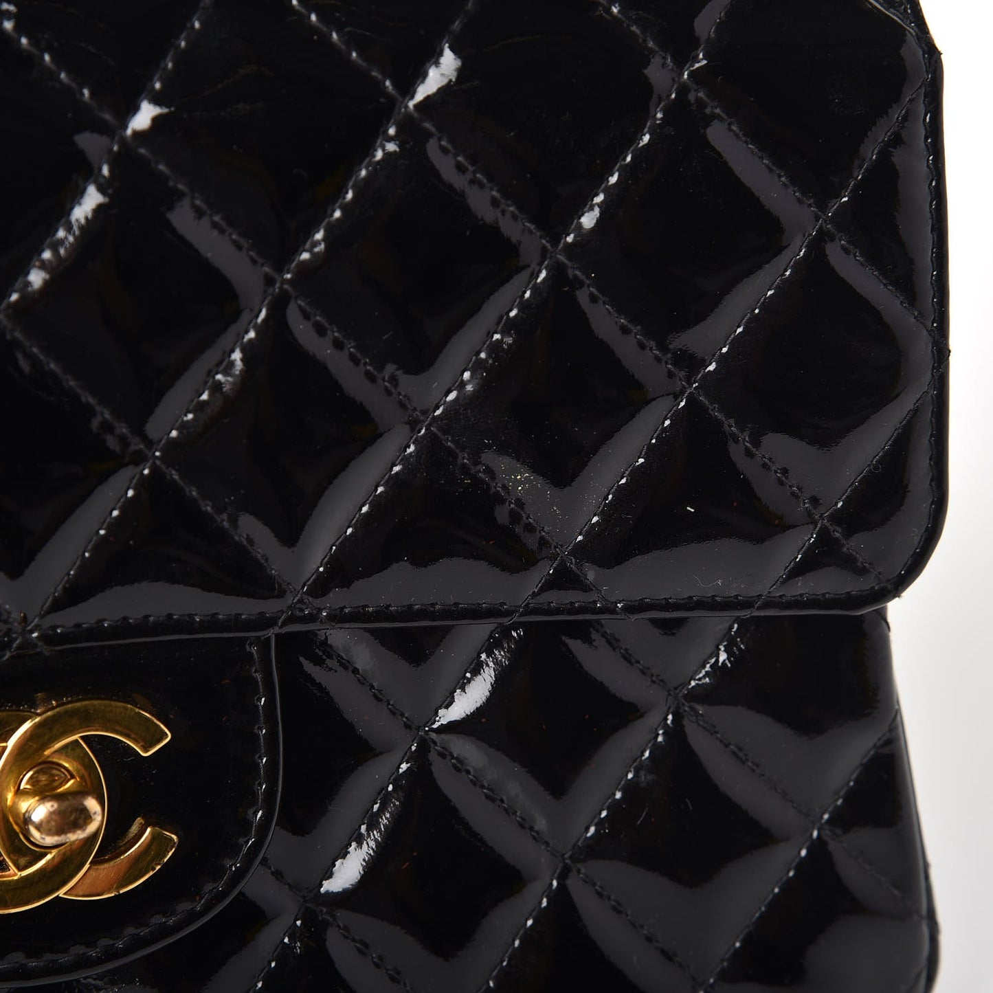 Patent Quilted Small Double Sided Flap Black