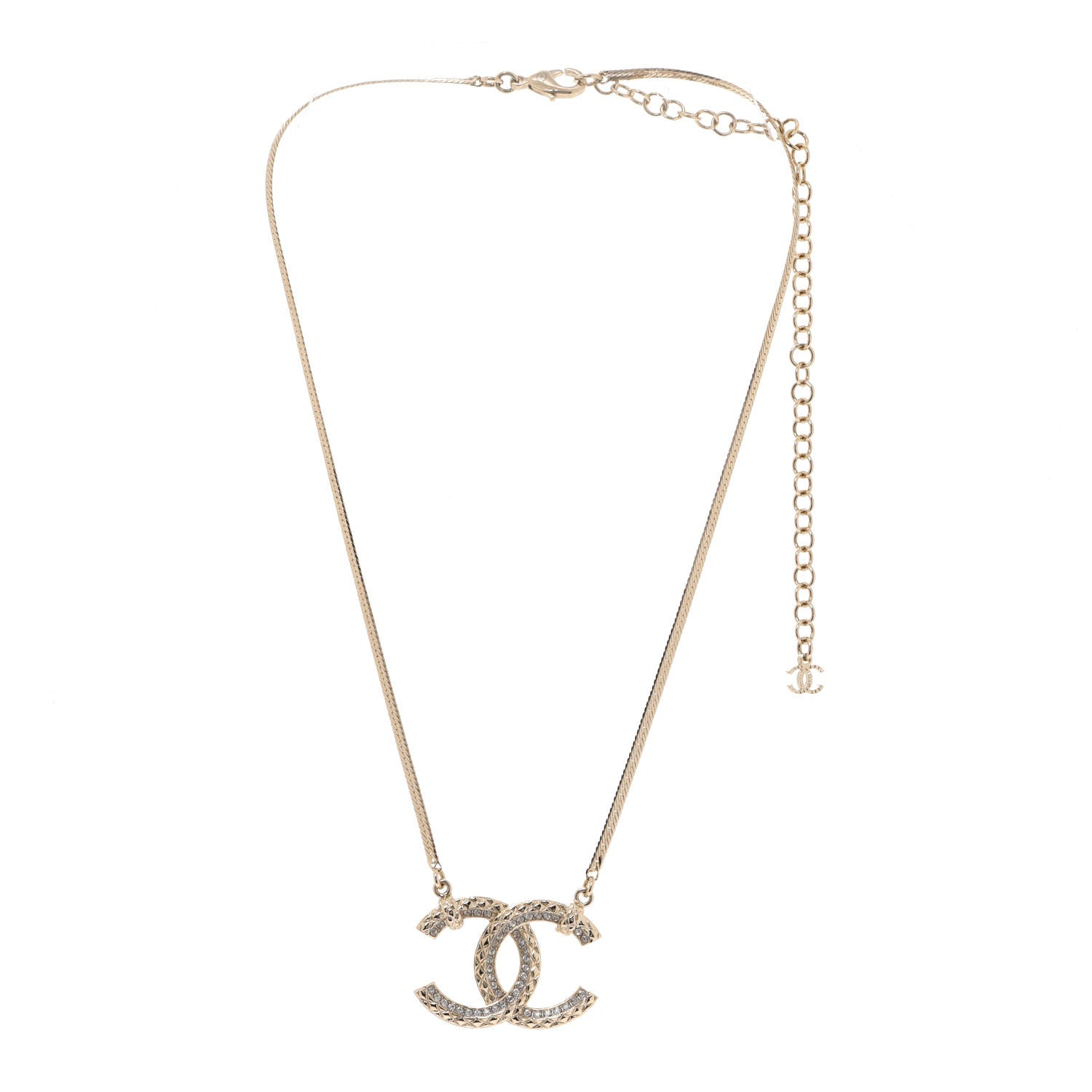 Chanel Crystal CC Chain Necklace Gold 3 of 6