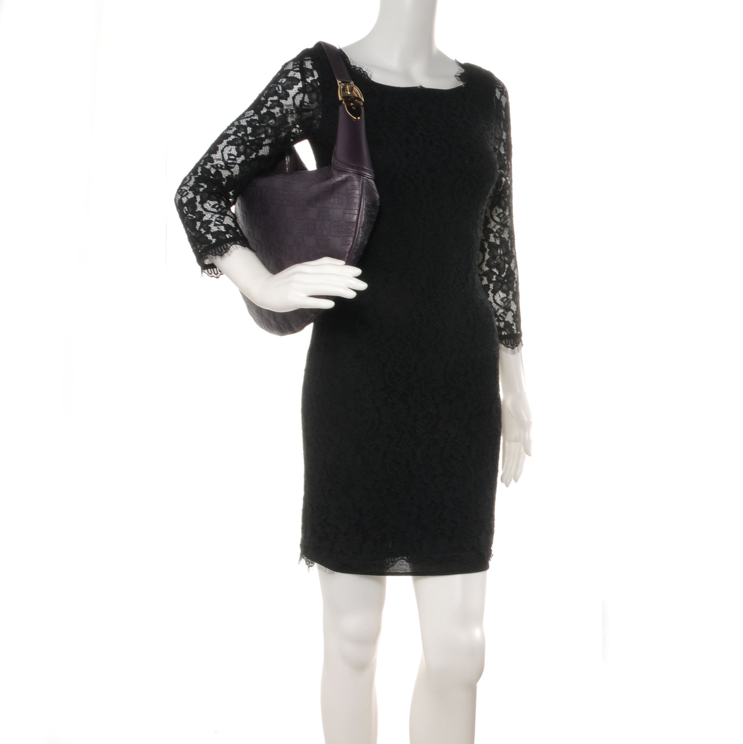 Leather Horsebit Embossed Glam Hobo Purple