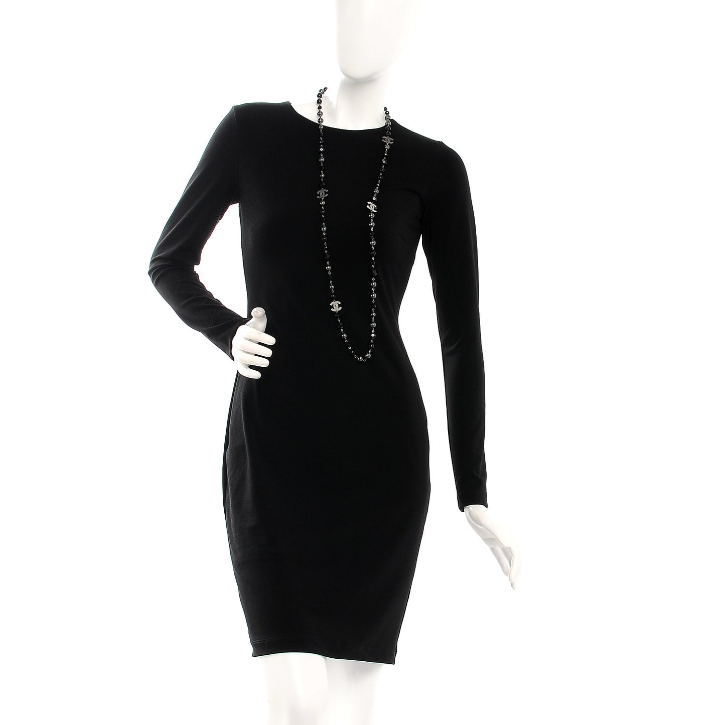 Ruthenium Beaded CC Long Necklace Black