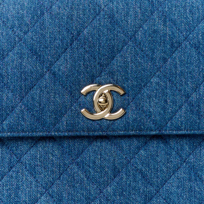Chanel Denim Quilted Large Trendy CC Flap Dual Handle Bag Blue 10 of 12
