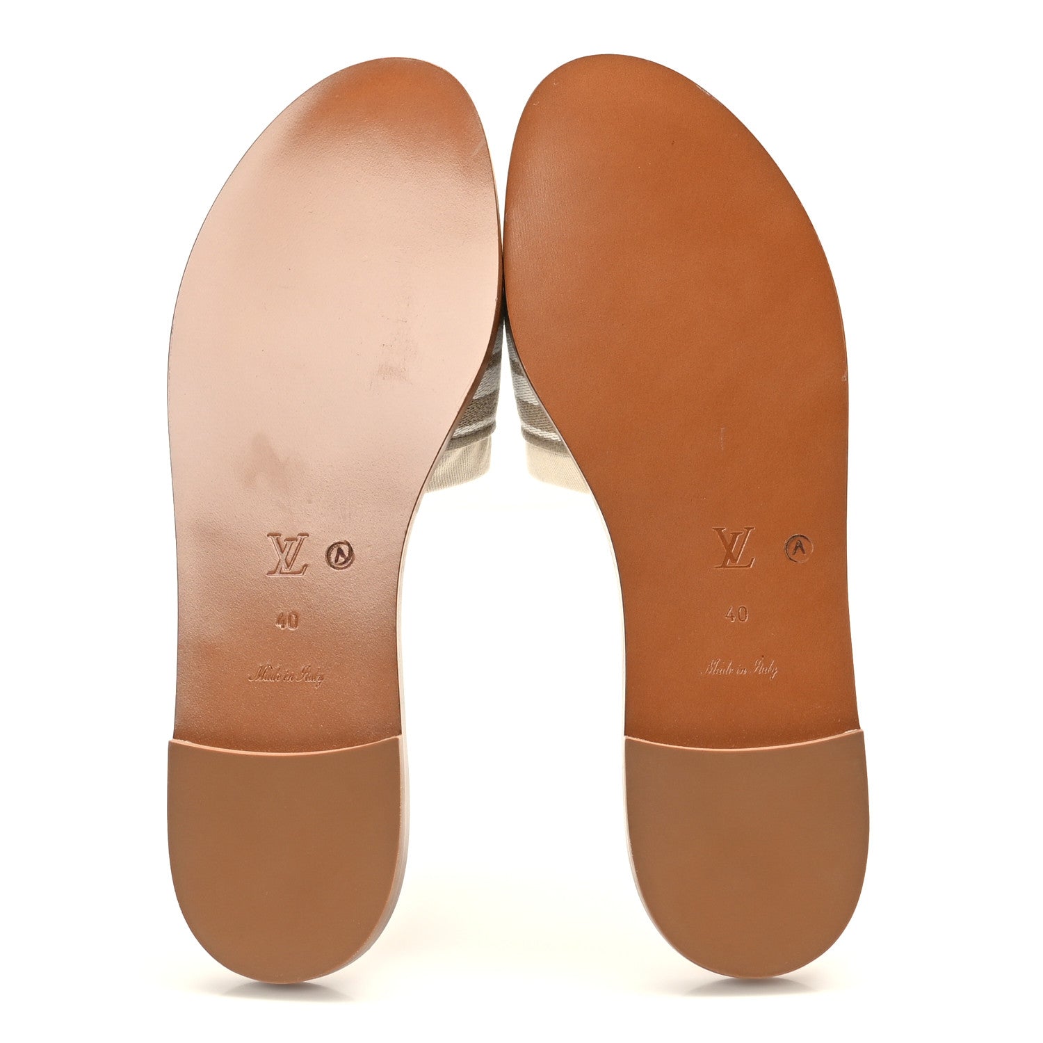 Louis Vuitton Canvas Calfskin Lock It Flat Mules 40 5 of 9