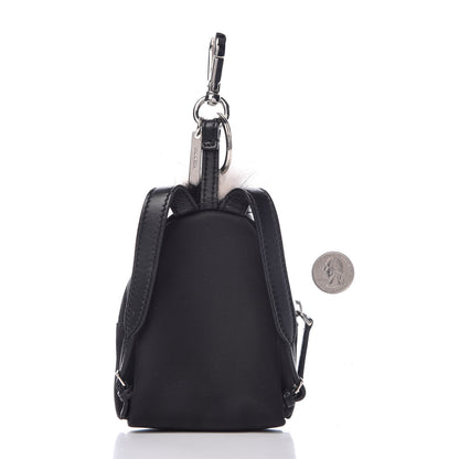 Fendi Nylon Shiny Nappa Nutria Fox Fur Monster Eyes Mini Backpack Charm Black Multicolor 2 of 7