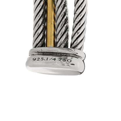 David Yurman Sterling Silver 18K Yellow Gold Crossover Three Row Cuff Bracelet 3 of 3