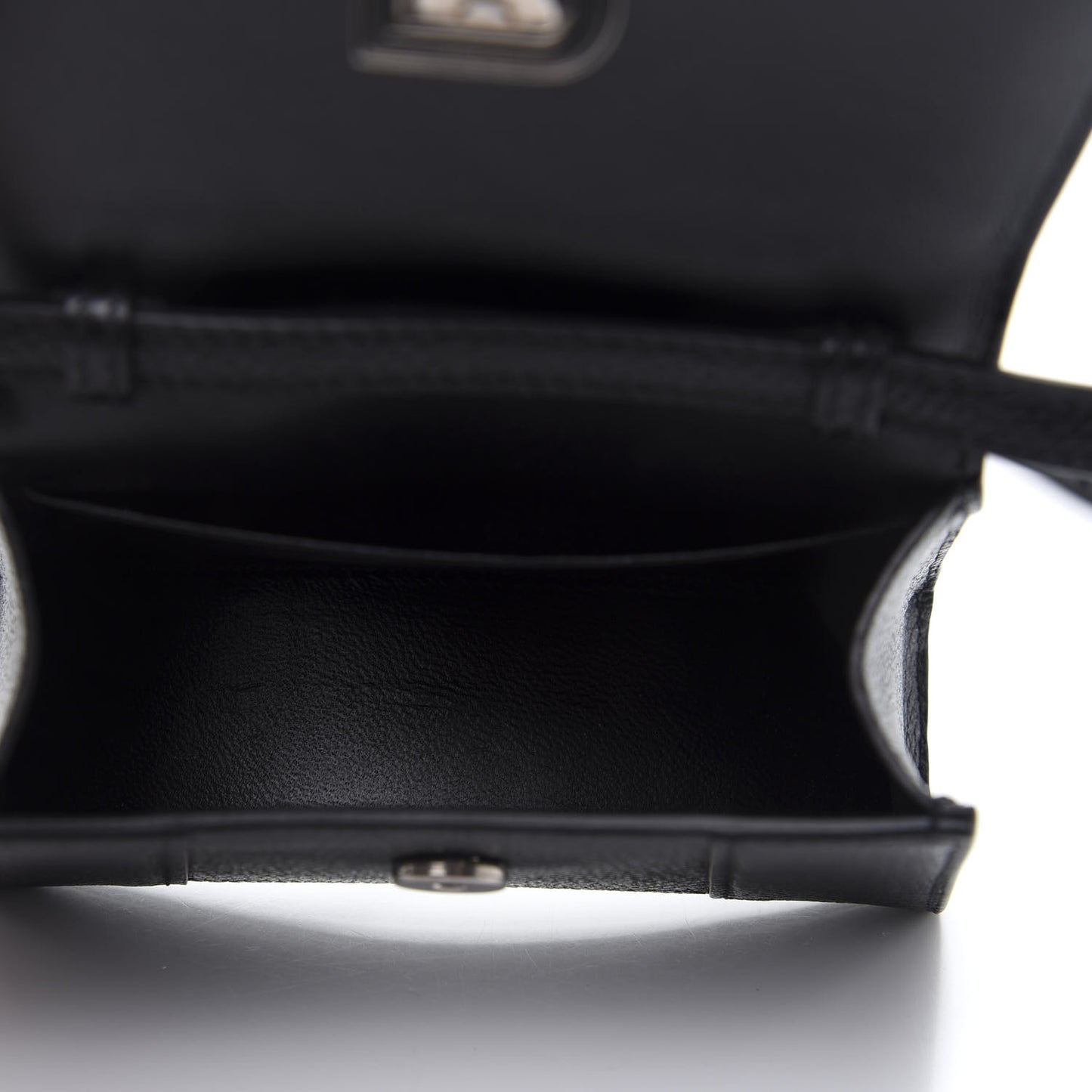 Grained Calfskin Hourglass Top Handle Bag Mini Black