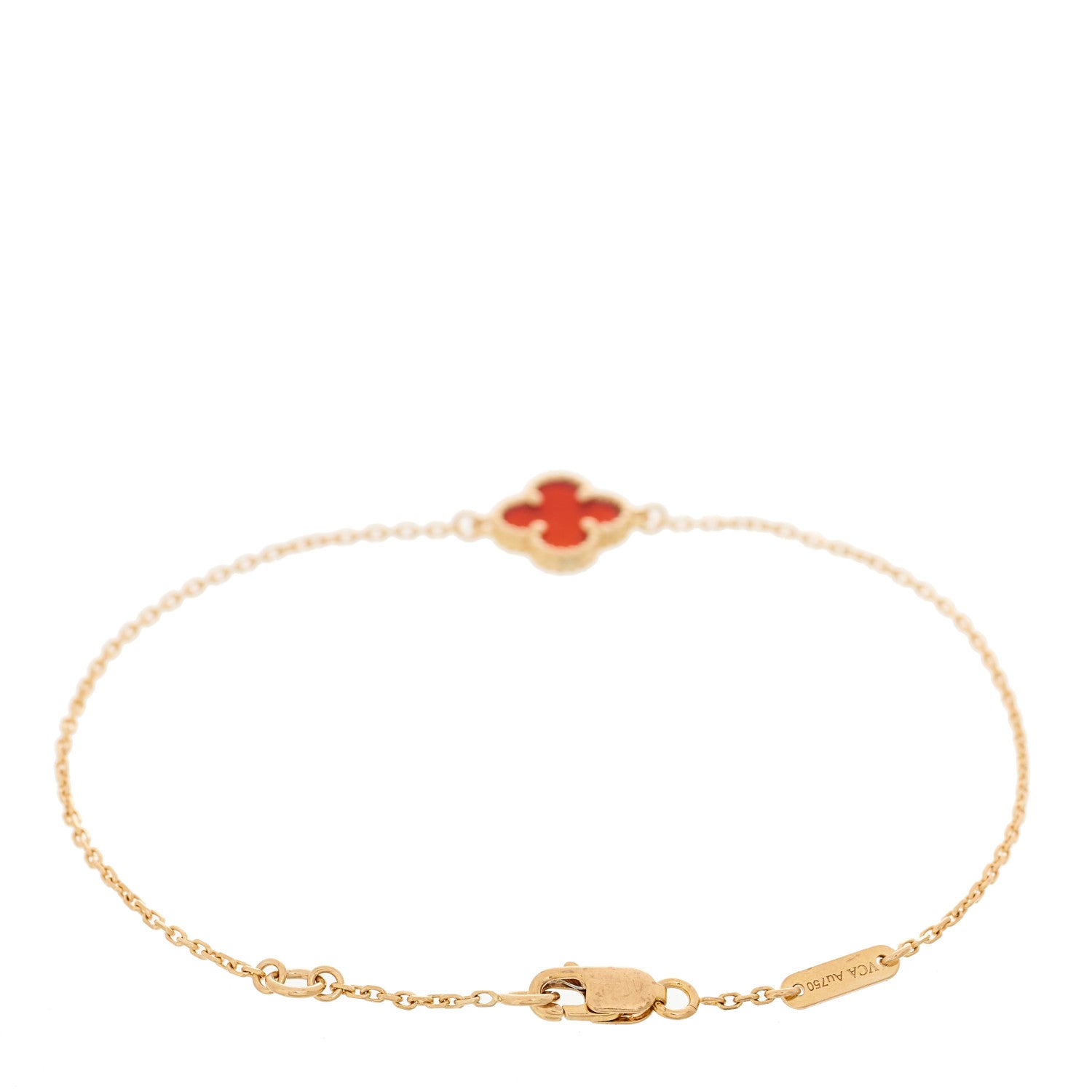 Van Cleef & Arpels 18K Rose Gold Carnelian Sweet Alhambra Bracelet 2 of 3