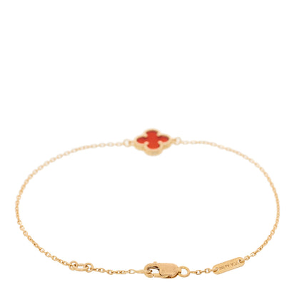 Van Cleef & Arpels 18K Rose Gold Carnelian Sweet Alhambra Bracelet 2 of 3