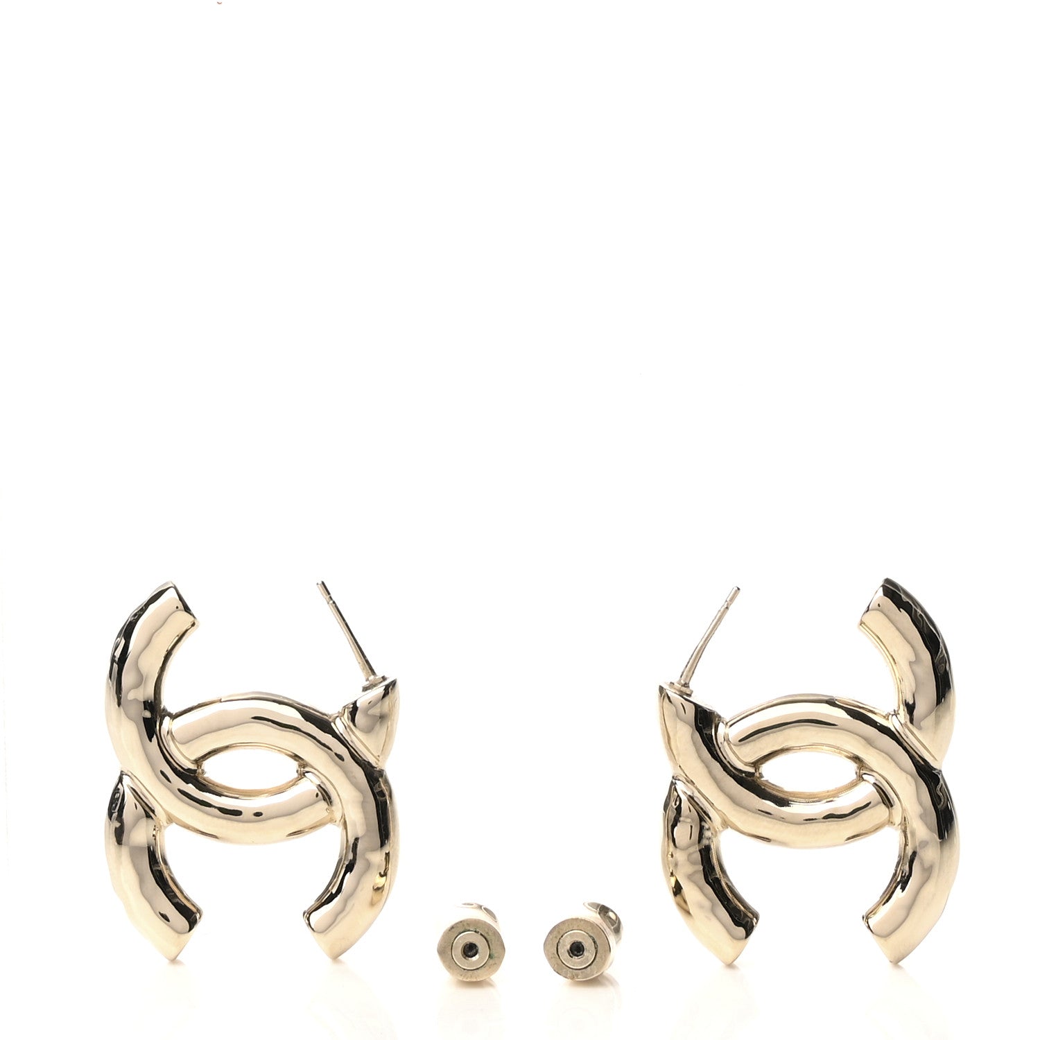 Chanel Metal Large CC Earrings Light Gold 3 of 5