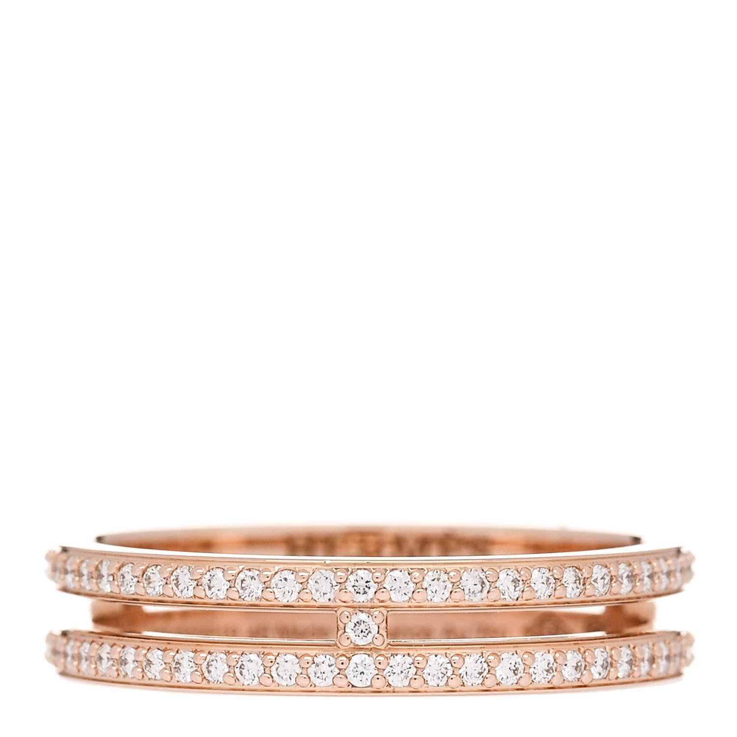 Hermes 18K Rose Gold Diamond Ariane Wedding Band Ring 48 4.5 1 of 5
