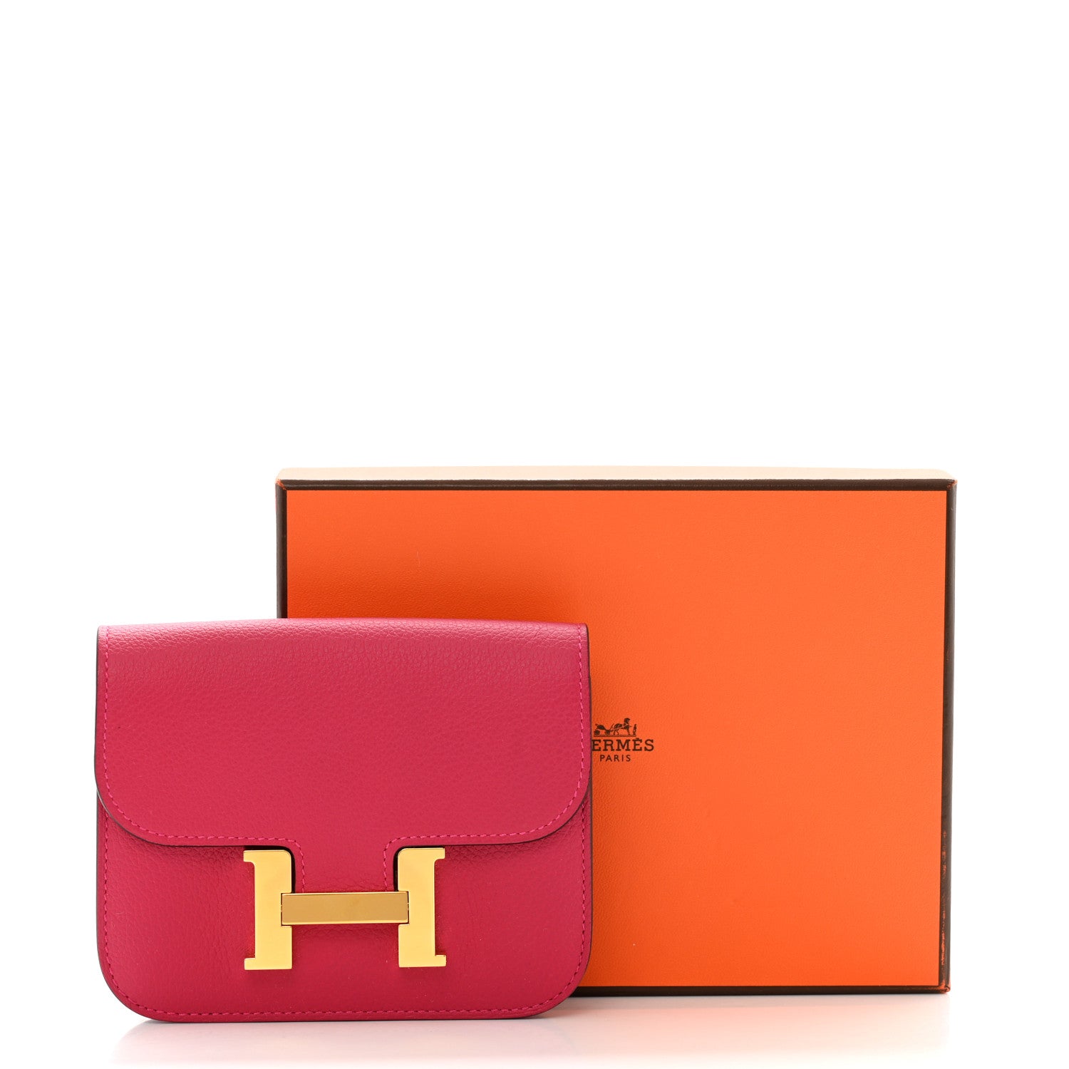 Hermes Evercolor Verso Constance Slim Wallet Framboise Rouge Sellier 10 of 10