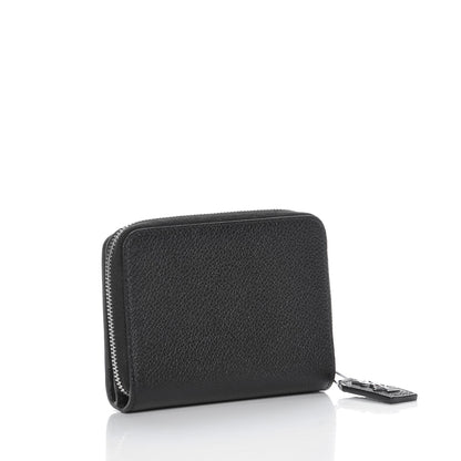 Saint Laurent Grained Calfskin Rive Gauche Compact Zip Around Wallet Black 3 of 7