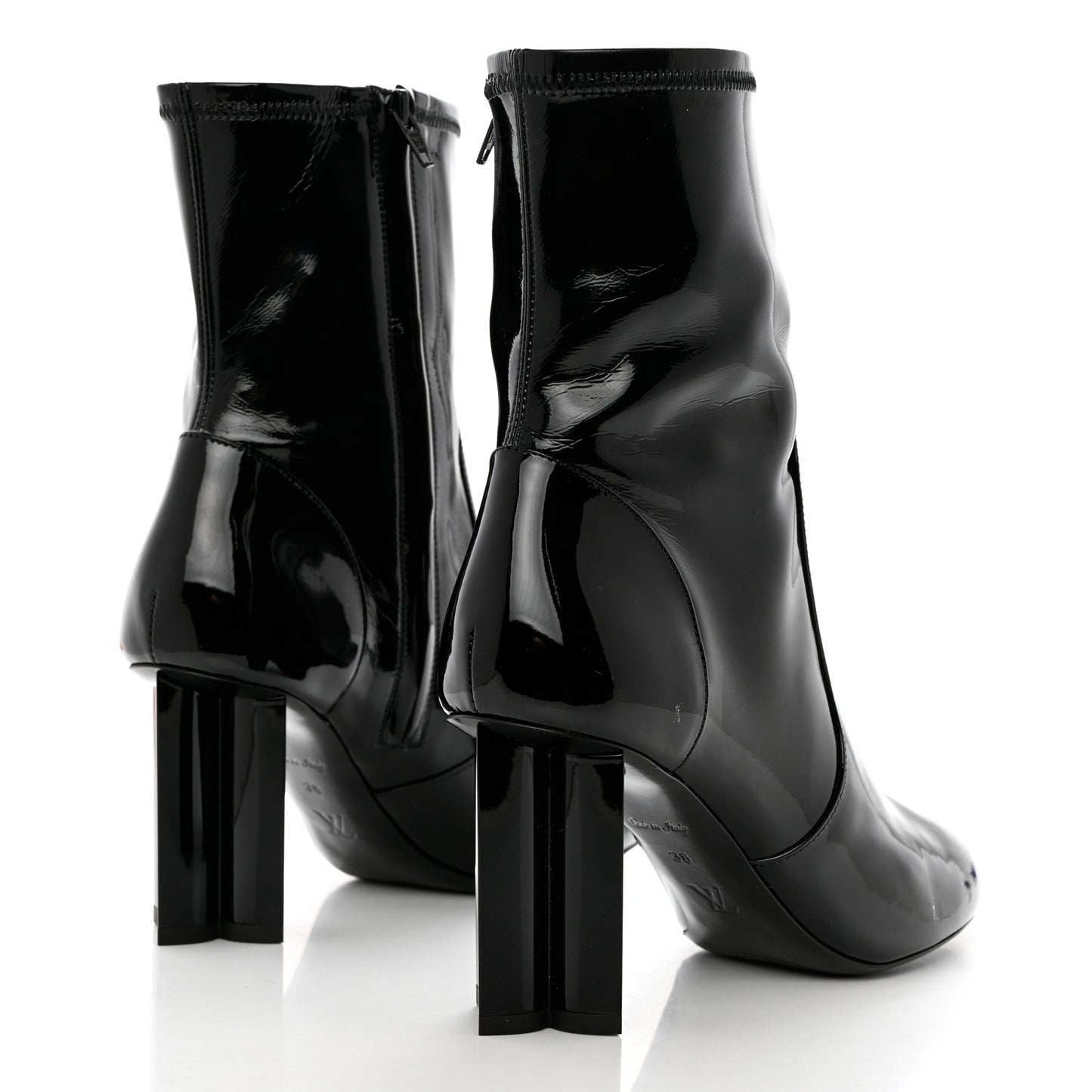 Patent Silhouette Ankle Boots 38 Black