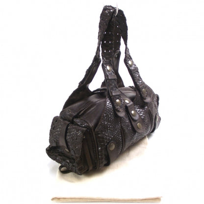 Chloe Python Silverado Shoulder Bag Dark Brown 3 of 12