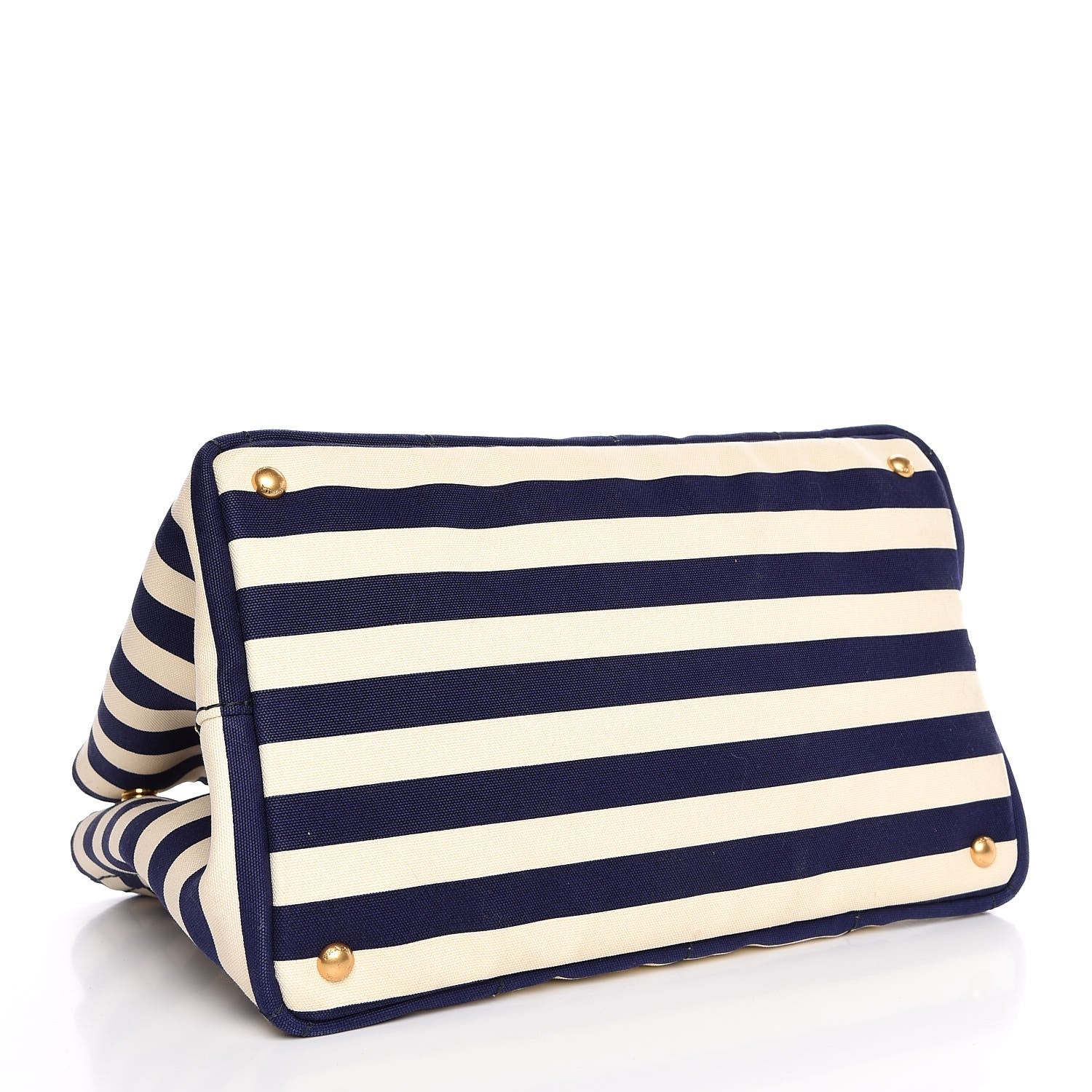 Prada Canapa Striped Logo Tote Navy 5 of 8
